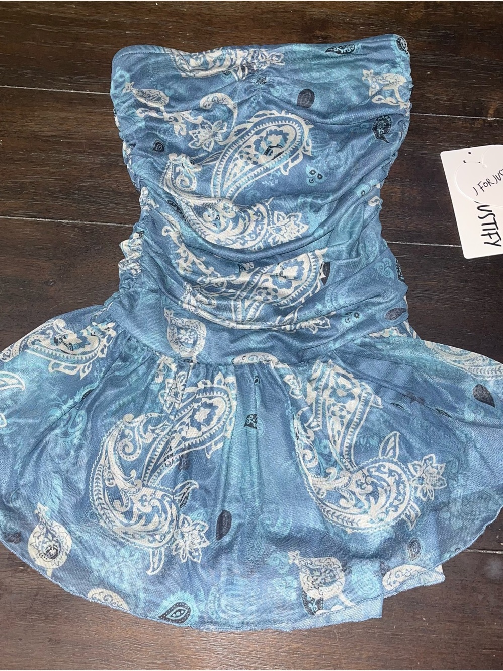 J for Justify Blue Paisley Strapless Sundress
